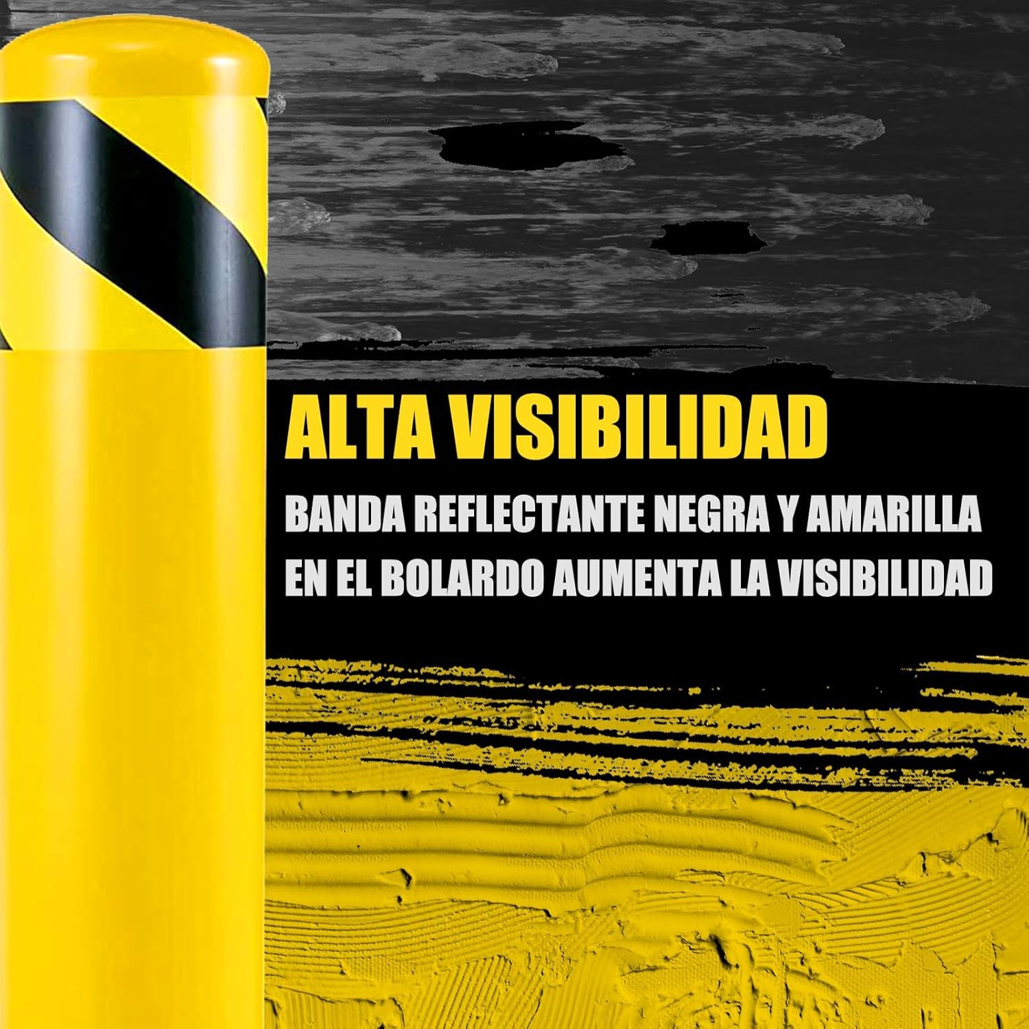 Safety Bollard Post, 36" H Steel Bollards,3.5" D Parking Bollard, Yellow Powder Coated Safety Parking Barrier Post, for Traffic Sensitive Areas (3, 36" H*3.5" D)