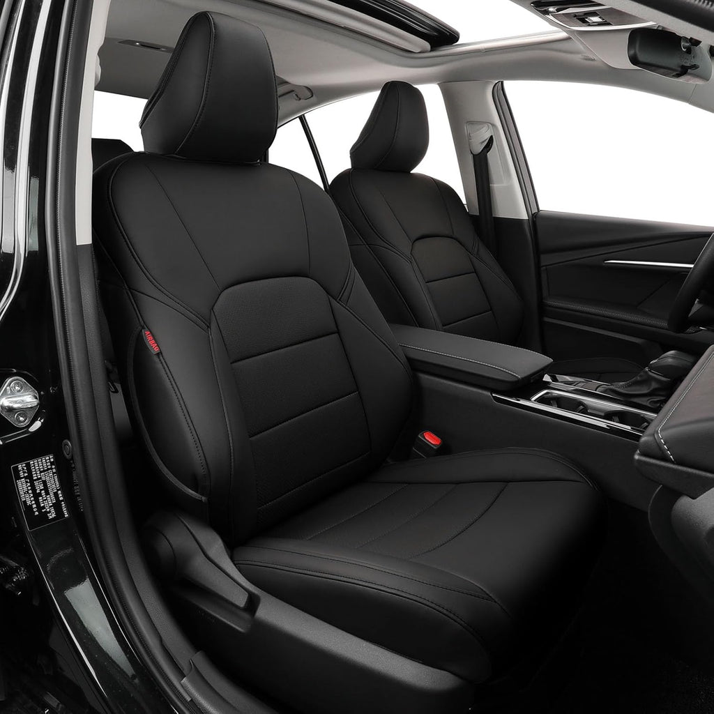 coverdream Leather Seat Covers Custom Fit for 2025 Toyota Camry (Hybrid) LE,SE,Fully Covered,Airbag Compatible Waterproof Car Seat Protector (Full Set,Black)