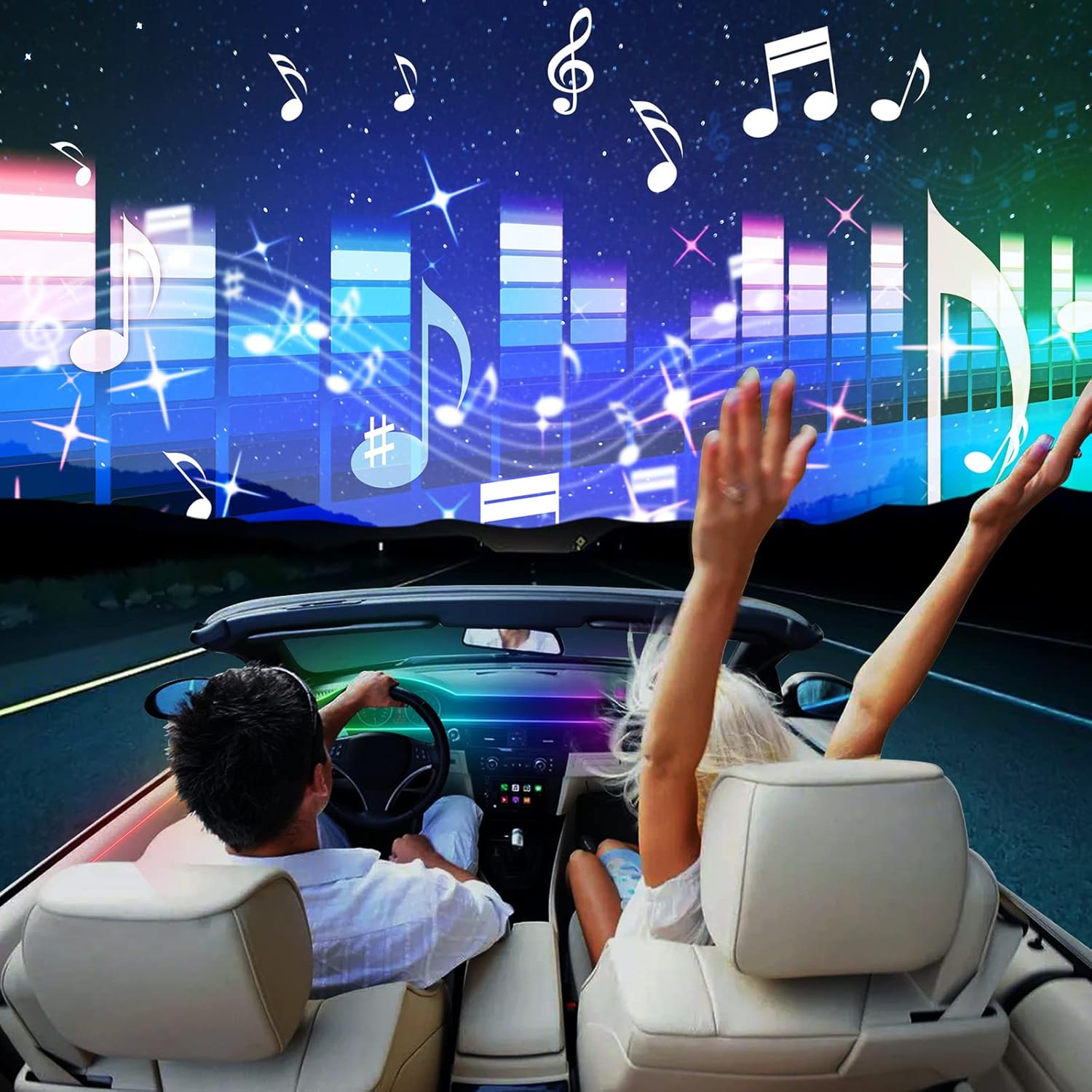 Dreamcolor Acrylic Interior Car LED Strip Light 43-inch, which fit for dreamcolor Main Controller Connects and sub-Controller kit (not Including), Not Applicable dreamcolor 5 in 1(Single Controller)