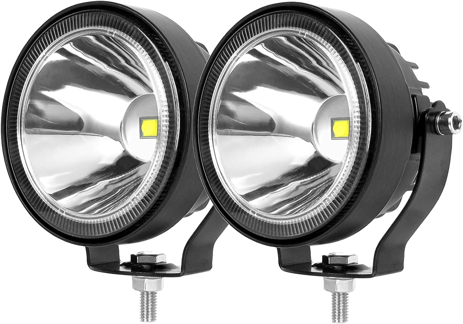 4 Inch Round Led Pod Lights, 60W Led Off Road Driving Fog Lights, Spot Auxiliary Bumper Light Bar Fit For 12V 24V Car Trucks Pickup ATV Boat Motorcycle (Pack of 2)