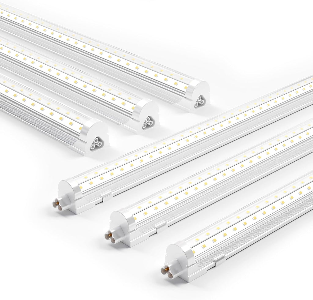 Ensenior 6 Pack 4 FT Led Shop Lights, 6000K Clear White, 5000LM Super Bright, 36W Equivalency 468W, Commercial Bay Lighting, U-Shaped Linkable Shop Lights Plug in for Garage, Workshop, FCC Certified