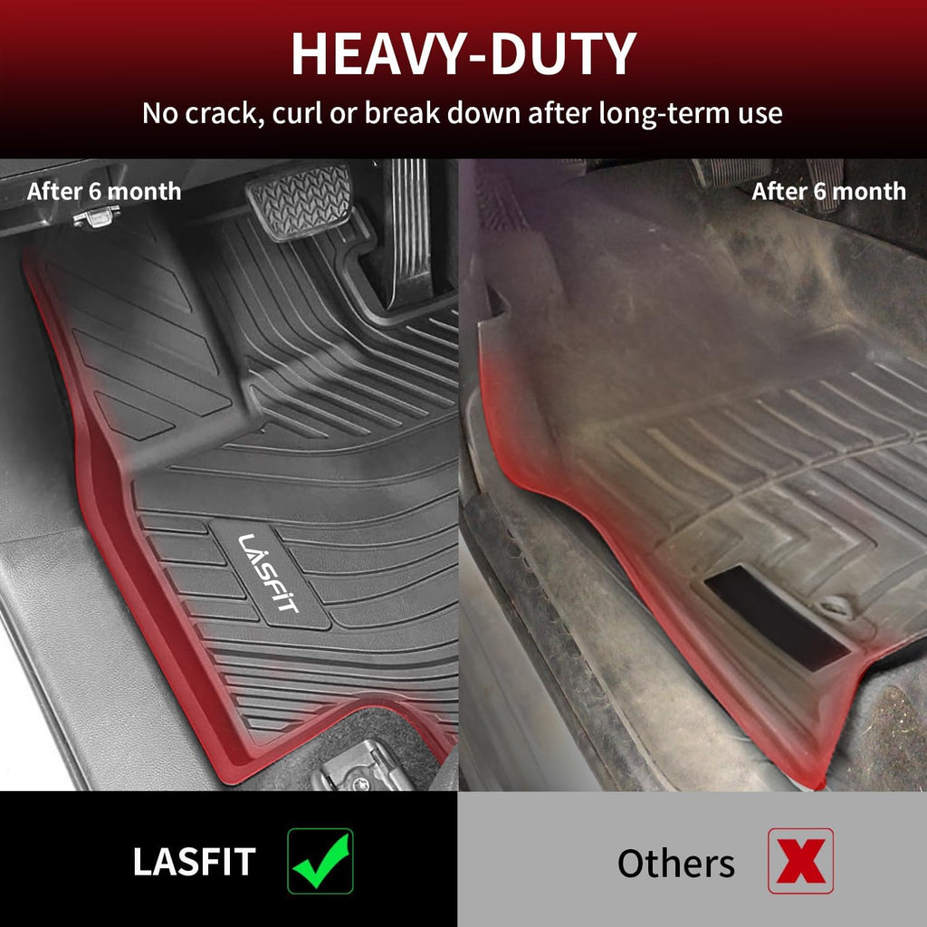 LASFIT Floor Mats for Toyota Grand Highlander 2024 2025 with Subwoofer (Include Hybrid), Trunk Mat Cargo Liner and Seat Back Covers TPE All Weather, Black
