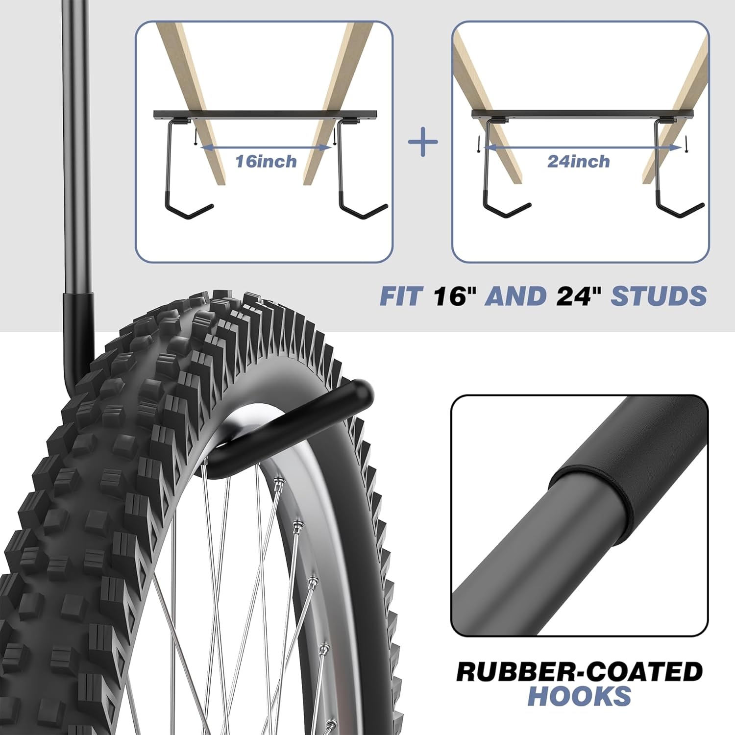 WALMANN Ceiling Mounted Bike Rack for Garage, Space-Saving Ceiling Bike Storage for 2 Bikes(Horizontally)/4 Bikes(Vertically), Adjustable Bike Hooks for Road Mountain Bikes