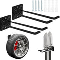 2Pcs Garage Hooks Heavy Duty Tool Organizer, Wall Mount Utility Multi-Use Storage Hangers Rack for Car Tires, Ladders, Chairs, Strollers, Power Tools, Garden Tools