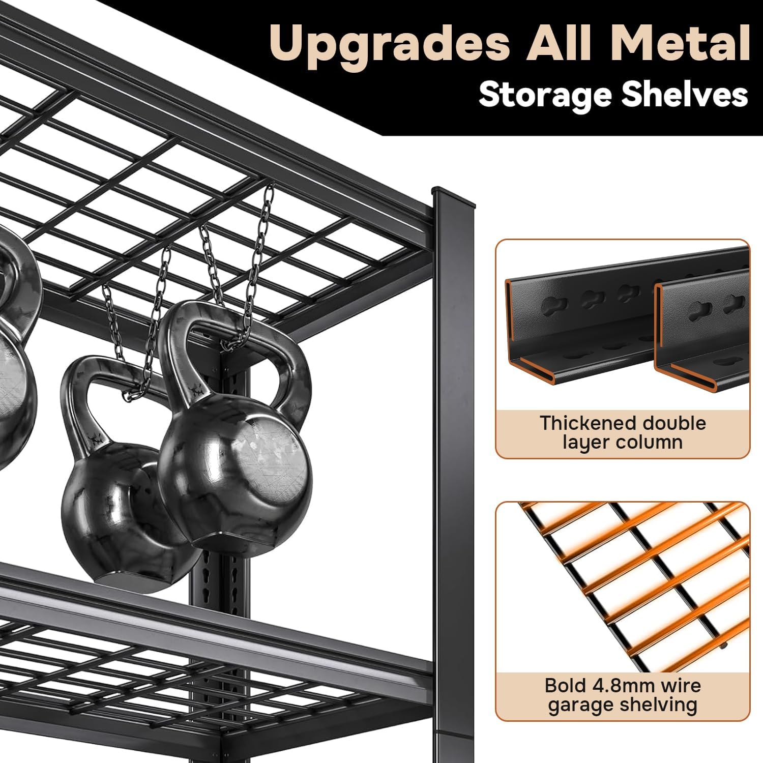 47.2''W Wire Shelving Unit,3500LBS Capacity Heavy Duty Storage Shelves，Adjustable Metal Shelving for Kitchen Pantry Office Wire Rack for College Dorm School, 47.2" W x 71.2" H x 23.6" D