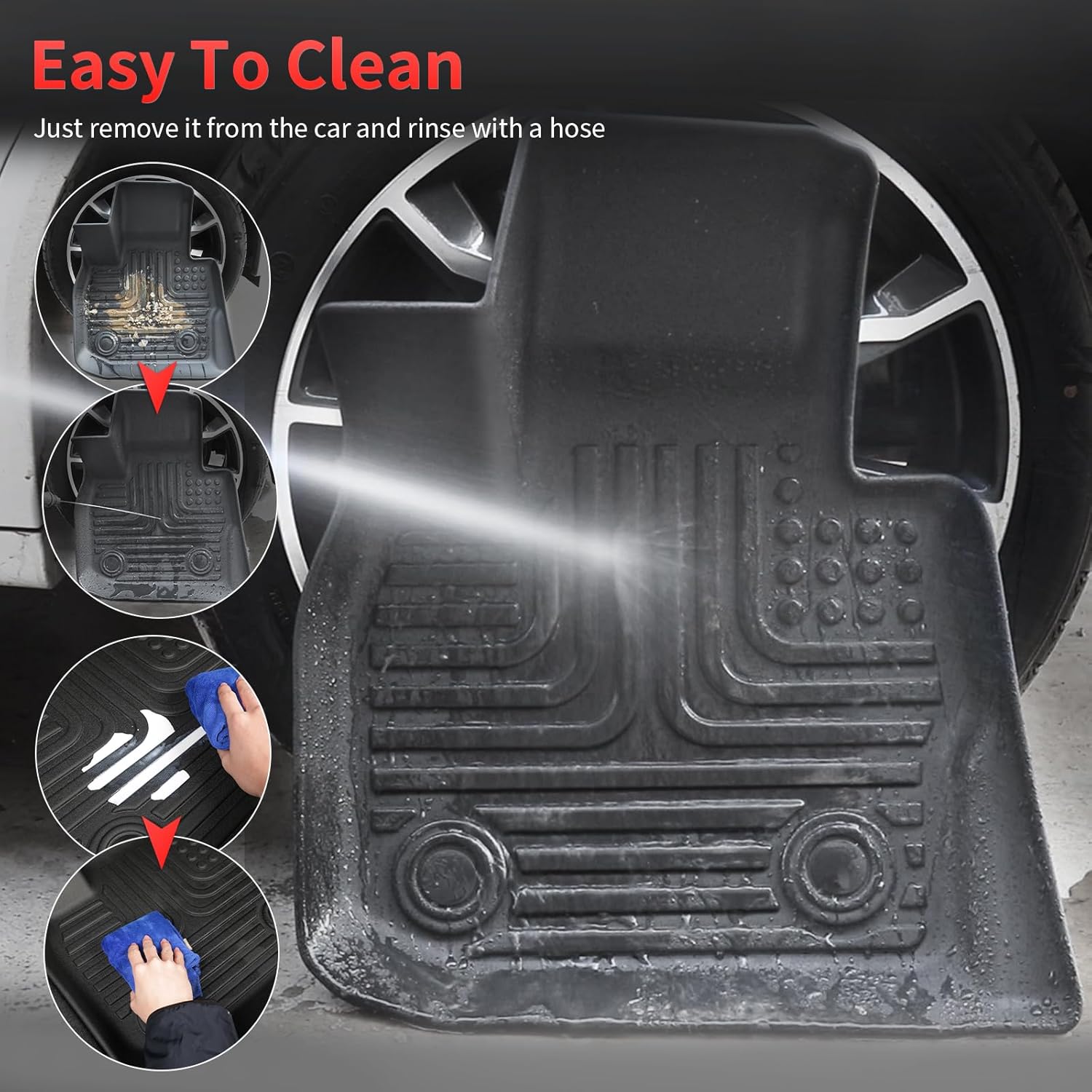 Wayhigh-All Weather Floor Mats and Cargo Mat Set Fit for 2017.5-2024 Nissan Murano, TPE Car Mats Waterproof Heavy Duty Rubber Floor Liners for for Nissan Murano Accessories- Black