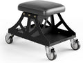 Vyper Low Pro Garage Stool with Removable Seat for Mechanics, Automotive, DIY - 400 lb Capacity Rolling Shop Chair (Black Seat, Black Frame)
