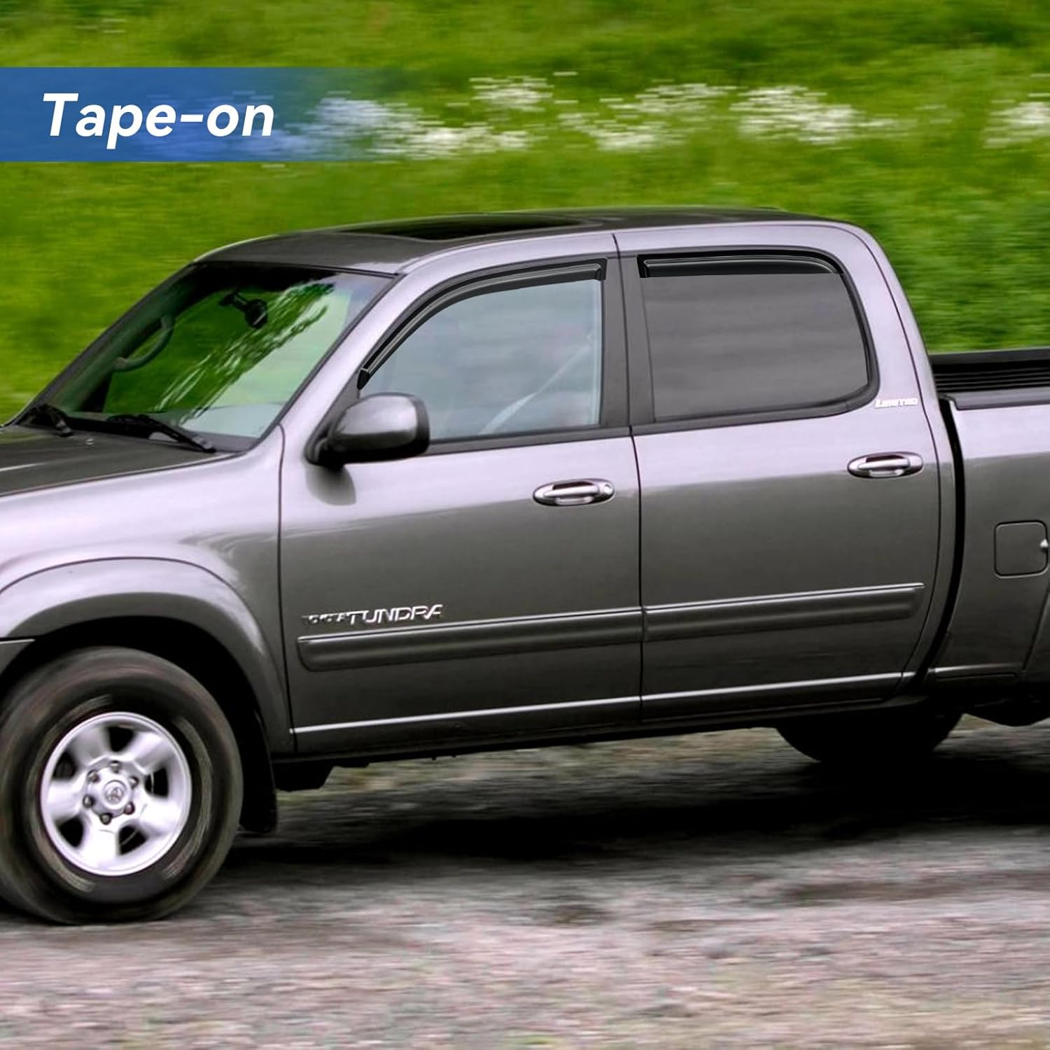 Window Visors Rain Guards for 2004 2005 2006 Toyota Tundra Double Cab, Out-Channel Window Vent Wind Deflectors Visors Shades for 04 05 06 Tundra Crew Cab