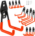 Steel Garage Hooks Wall Tool Organizer, 12 Pack Garage Storage Hook Heavy Duty Utility Storage Hangers Orange for Ladders, Ropes, Garden Tools