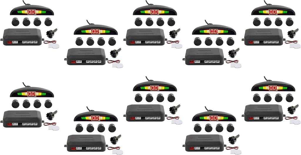 ZONETECH New 4 Parking Sensors LED Display Car Reverse Backup Radar System 10 Pack