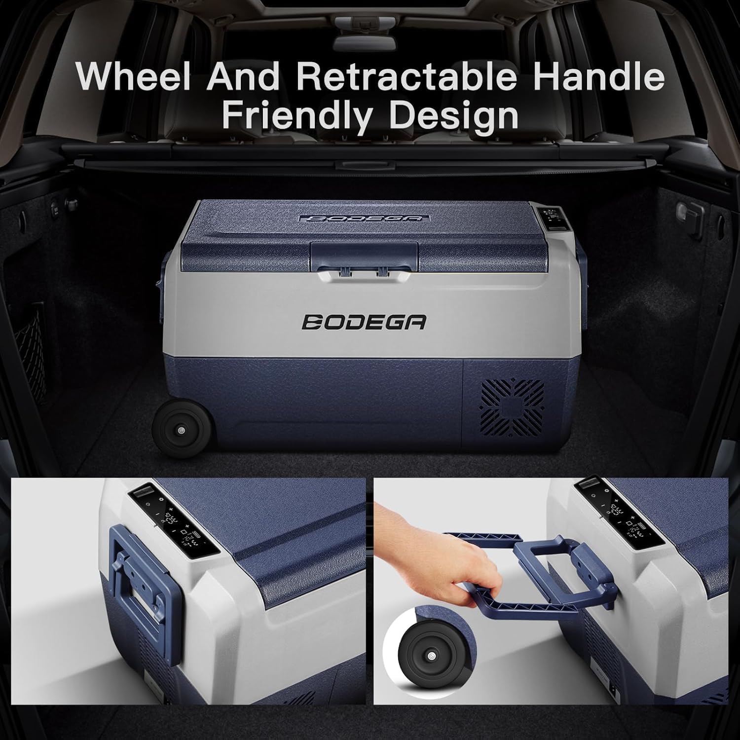 BODEGACOOLER 12 Volt Car Refrigerator,53 Quart Portable Freezer,Dual Zone Car Fridge APP Control,-4℉-68℉ RV Electric Compressor Cooler 12/24V DC 100-240V AC for Outdoor,Camping,Travel,Road Trip