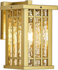 Outdoor Wall Light E26 Base Metal Frame - Gold Exterior Waterproof Lanterns with Clear Glass, Porch Wall Mount Lighting for Garage, Patio(Bulb not Included)