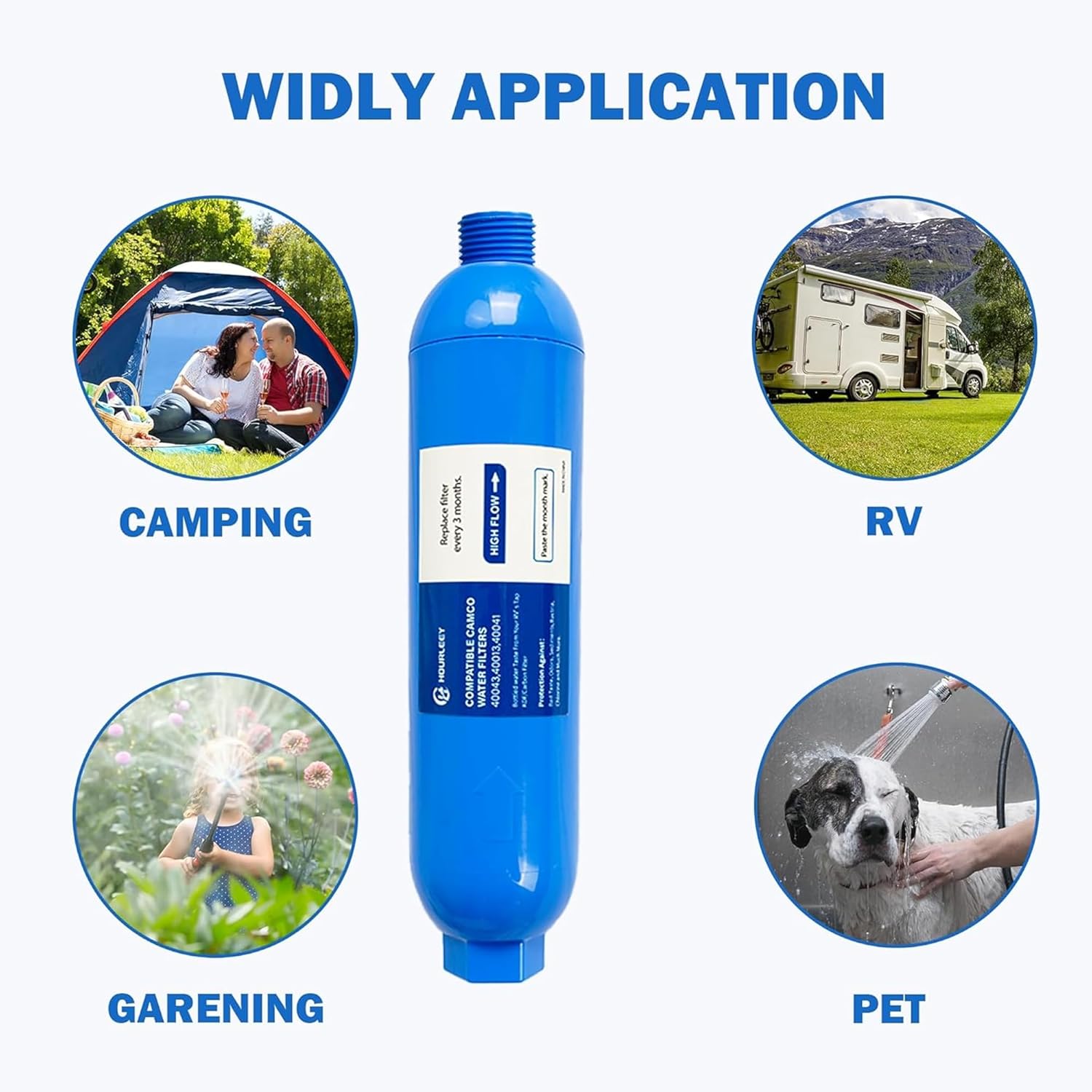 Hourleey 2 Pack RV Inline Water Filter, Reduce Bad Taste, Odors, Rust, Fluoride, Chlorine and Sediment in Drinking Water, Dedicated for RVs Campers