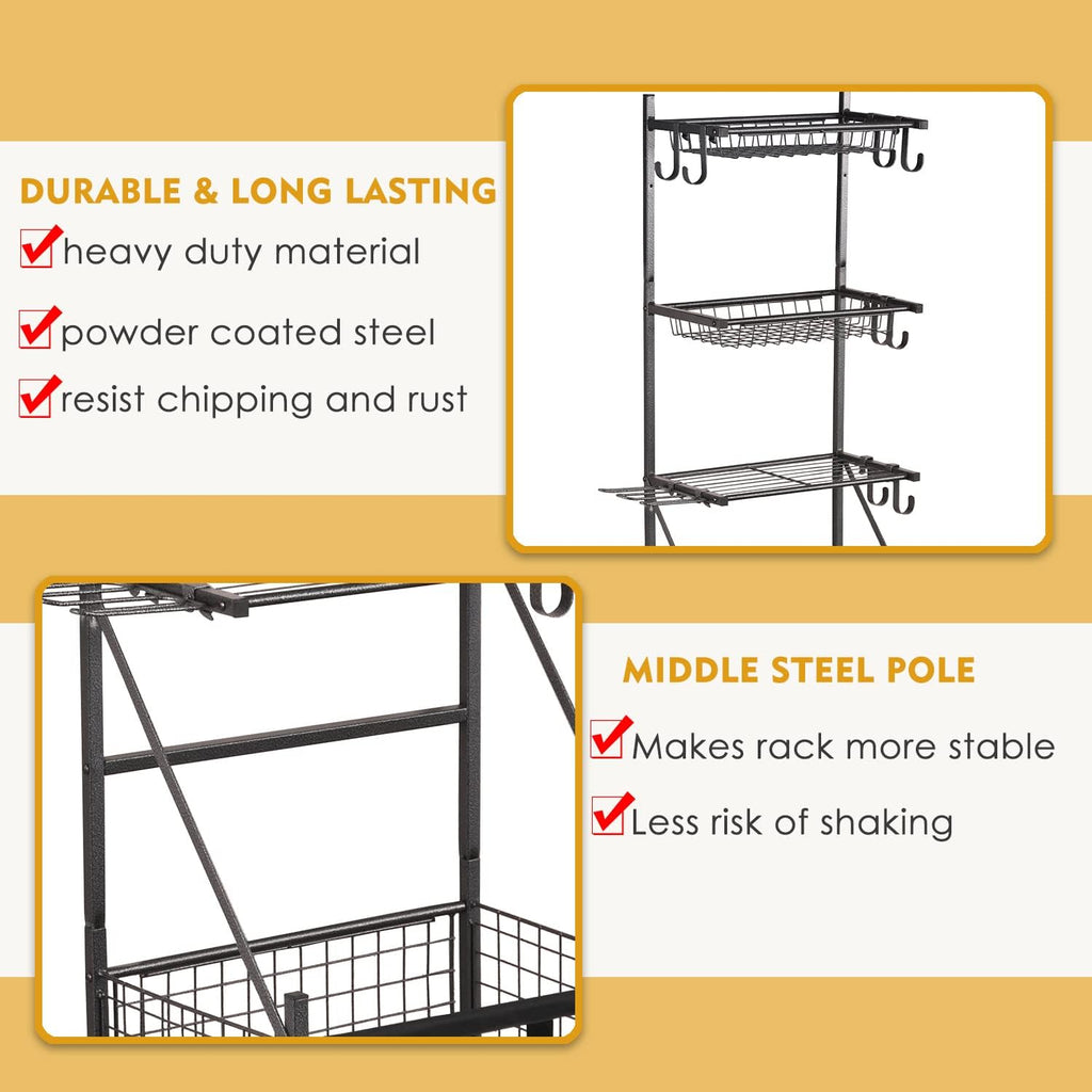 Snail Garage Sports Equipment Storage Organizer Sports Ball Storage Rolling Cart with Basket and Hooks Lockable Sports Ball Cage Storage Rack for Garages, Playgroup, Gym and Schools, Black