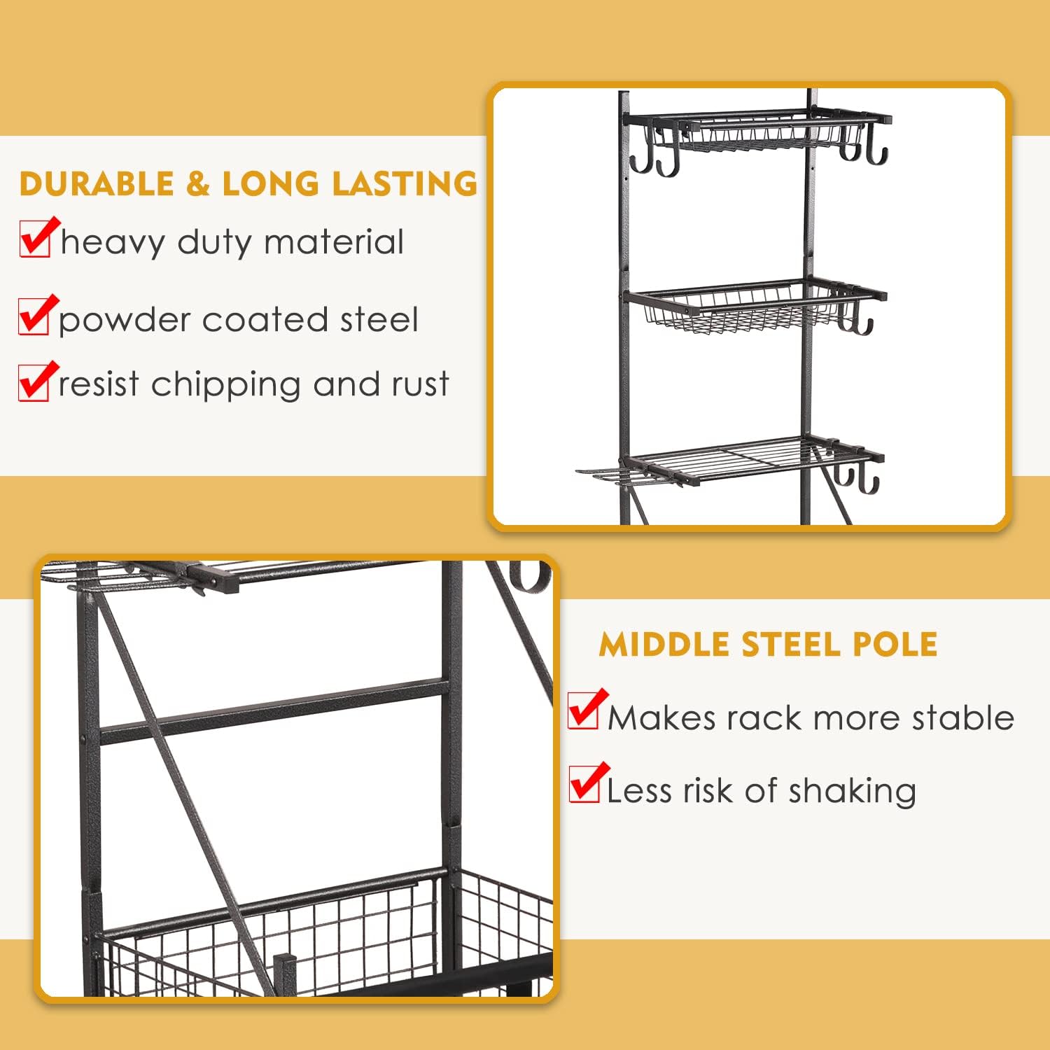 Snail Garage Sports Equipment Storage Organizer Sports Ball Storage Rolling Cart with Basket and Hooks Lockable Sports Ball Cage Storage Rack for Garages, Playgroup, Gym and Schools, Black