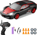 RC Drift Cars, 2.4Ghz 1:24 Remote Control Car 4WD High Speed Drifting RC Car with LED Light and Drift Tires Racing Toy Cars for Kids Boys Girls Adults(Black)