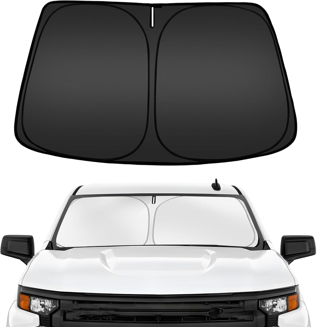 ARISMOTOR Windshield Sun Shade for Ch-evrolet Silverado 1500 2019-2025 2026, Custom Fit Foldable Front Window Sunshade Sun Visor Protector, Block UV Rays Keep Your Car Cooler