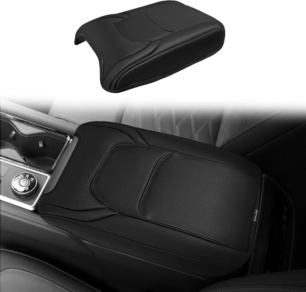 Muslogy Center Console Armrest Cover Compatible with Nissan Pathfinder 2022-2025 Comfort Armrest Pad Arm Rest Cushion Vegan Leather Protector Regular Thick