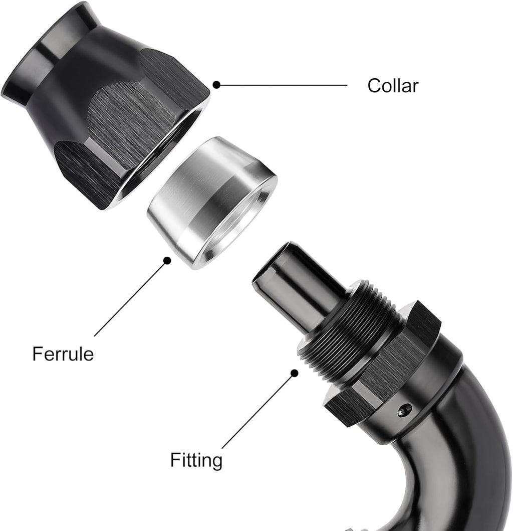 EVIL ENERGY 12AN 120 Degree PTFE One Piece Full Flow End Hose Fitting Aluminum Black