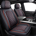 MIROZO Dodge Ram Seat Covers Full Set,5PCS Car Seat Cover Waterproof Fit 2009-2025 Ram 1500 2500 3500 Crew Quad Regular Cab Pickup Cushions with Split Bench 40/60 (Black and Red,Full Set Flat Back)