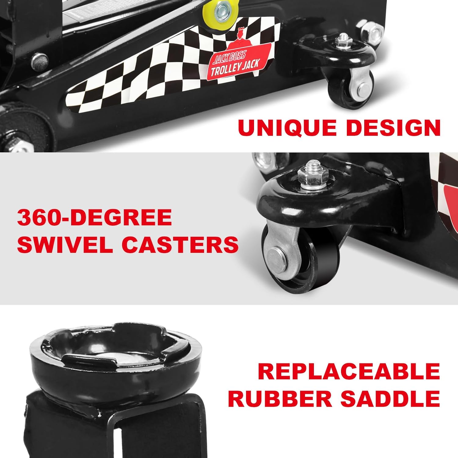Floor Jack 1.5 Ton (3,000 LBs) Hydraulic Car Jack, Lifting Range from 5.1 Inch to 12.6 Inch, Fits Sedans Automotive Black