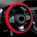 alpmosn Elastic Stretch Steering Wheel Cover, Universal Interior Accessories Steering Wheel Cover for Women & Men, Breathable Microfiber Ice Silk, Anti-Slip, Odorless, Easy Carry(Red)