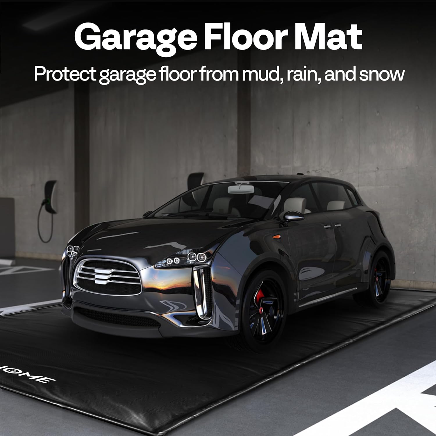 VIVOHOME Containment Mat (7'9" x 16') with Stay Put Corner, PVC Garage Mats for Floor, Heavy Duty Garage Parking Mat with a Squeegee