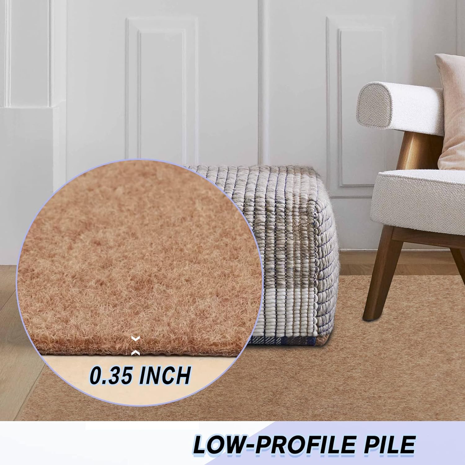 Custom Size Backed Non-Slip Area Rugs Runner, Easy Clean, Waterproof Runner Rugs for Hallway Entryway, Kitchen, Laundry, 2FT x 5FT, Beige