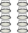 Viugreum 10 Pack 300W UFO LED High Bay Lights, 30000LM 6000K-6500K Daylight White Ultra Thin LED Warehouse Lighting, IP65 Waterproof Commercial Bay Lighting Garage Shop Area Light