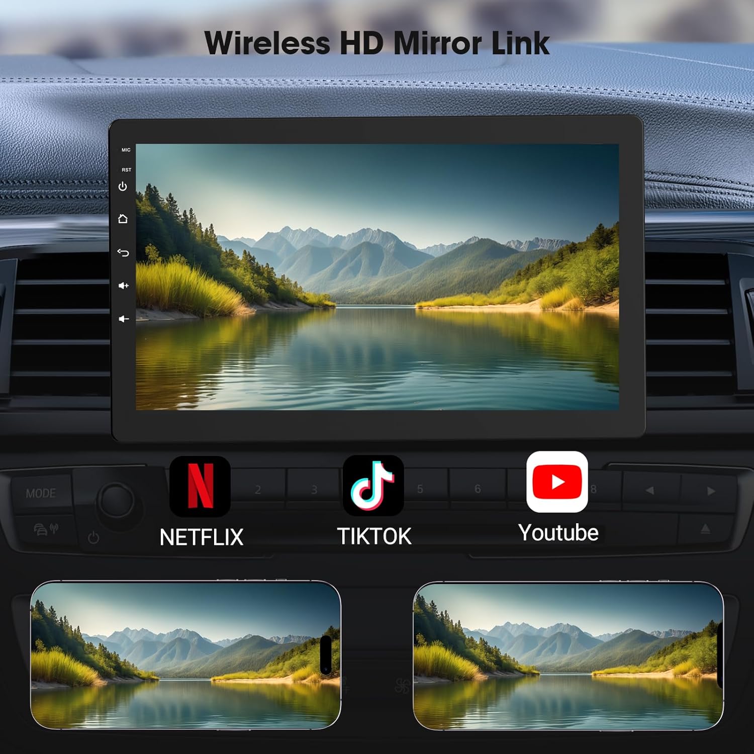 10.1 Inch Rotatable Carplay Screen for Car and Android Auto,Single Din Car Stereo with 1080P Backup Camera,Touch Screen GPS Navigation,Bluetooth,Voice Control