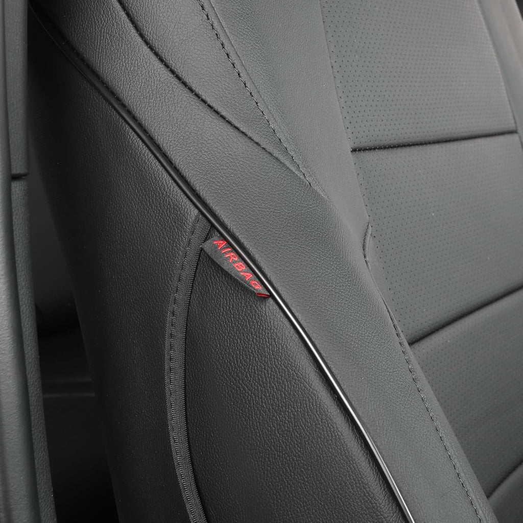 EKR Custom Fit Tacoma Front Car Seat Covers for Select Toyota Tacoma (Petrol & Hybrid) 2024 2025 Double cab SR,SR5,TRD Sport,TRD Off-Road,Limited - Front Row Only,Leather (Black)