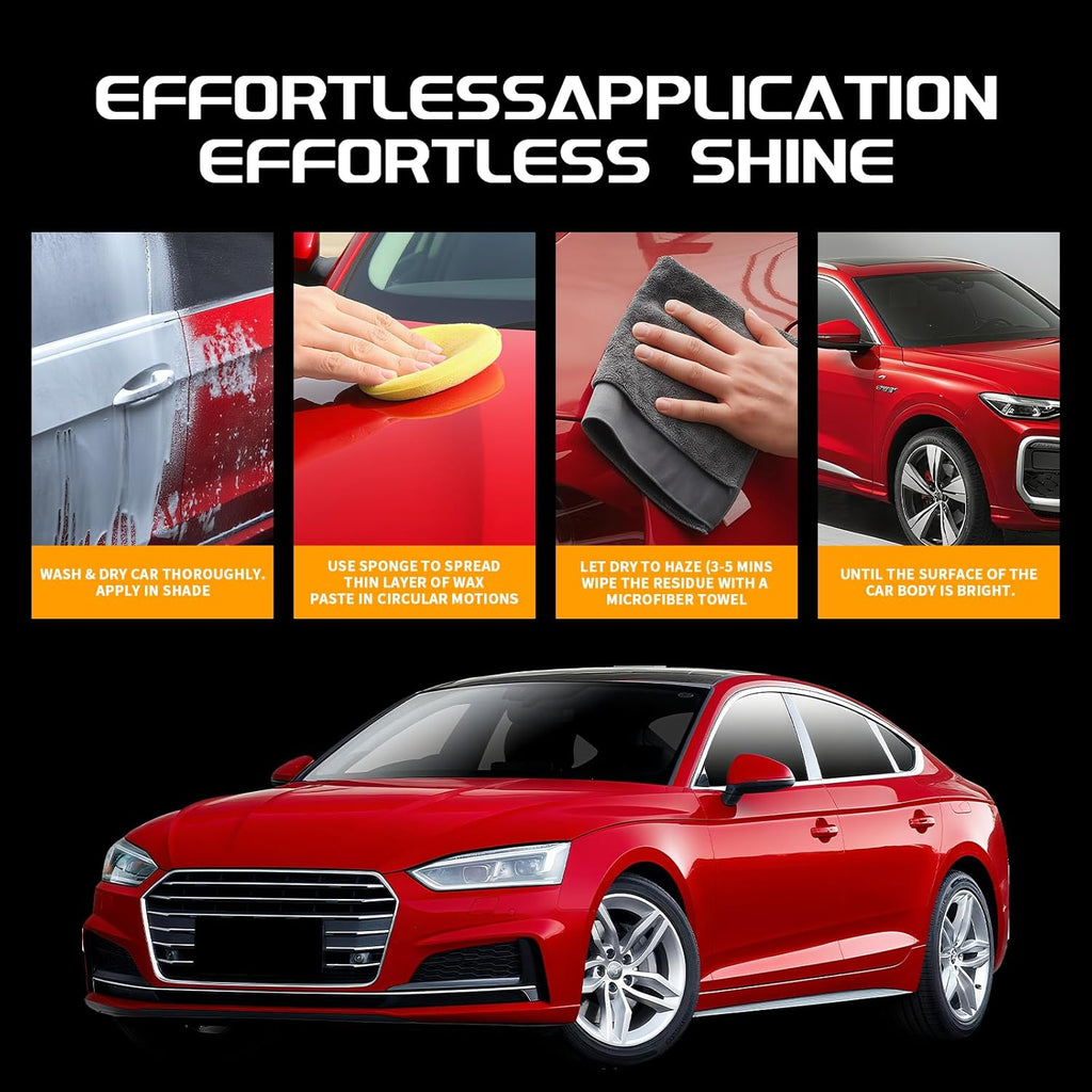 Car Wax for Red, Orange & Warm Color Paints | Sun Fade Defender & Metallic Pop | 180g Paste