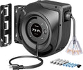 DEWENWILS 75FT Extension Cord Reel, 14/3C SJTOW Retractable Extension Cord Reel, Lighted Triple Outlets, 10A Circuit Breaker, Heavy Duty Power Cord, UL Listed, Ceiling/Wall Mount
