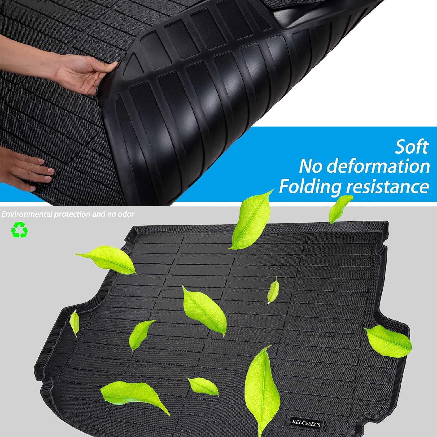 KELCSEECS® All-Weather Cargo Liner for Hyundai Elantra & Elantra N & Elantra Hybrid 2025 2024 2023 2022 2021 Custom Fit Car Floor Mat (Trunk Mat) - Black