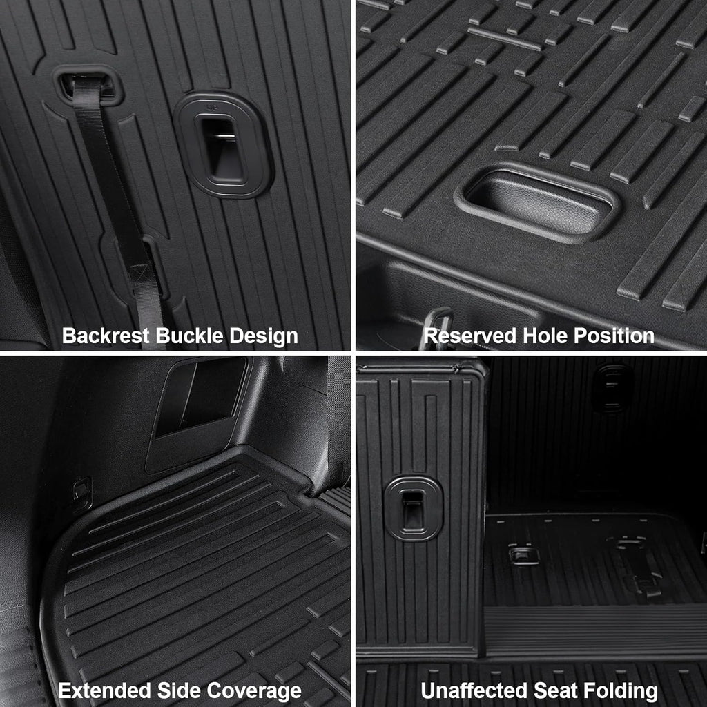 Floor Mats for Kia Telluride 2020-2024 2025 7-seat/8-seat Trunk Mat with Backrest Mat, All Weather TPE Cargo Liner Back Seat Cover Protector for 2025 Kia Telluride Car Accessories