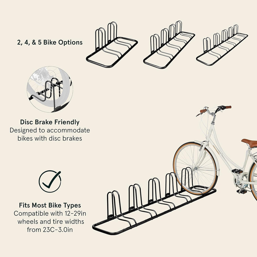 Retrospec Stash Rack 2, 4 & 5 Bike Floor Stand Bicycle Storage Organizer for Mountain Bike, Road Bike, Weather Resistant Fine Powder Steel Coating Fits Wheels up to 3"