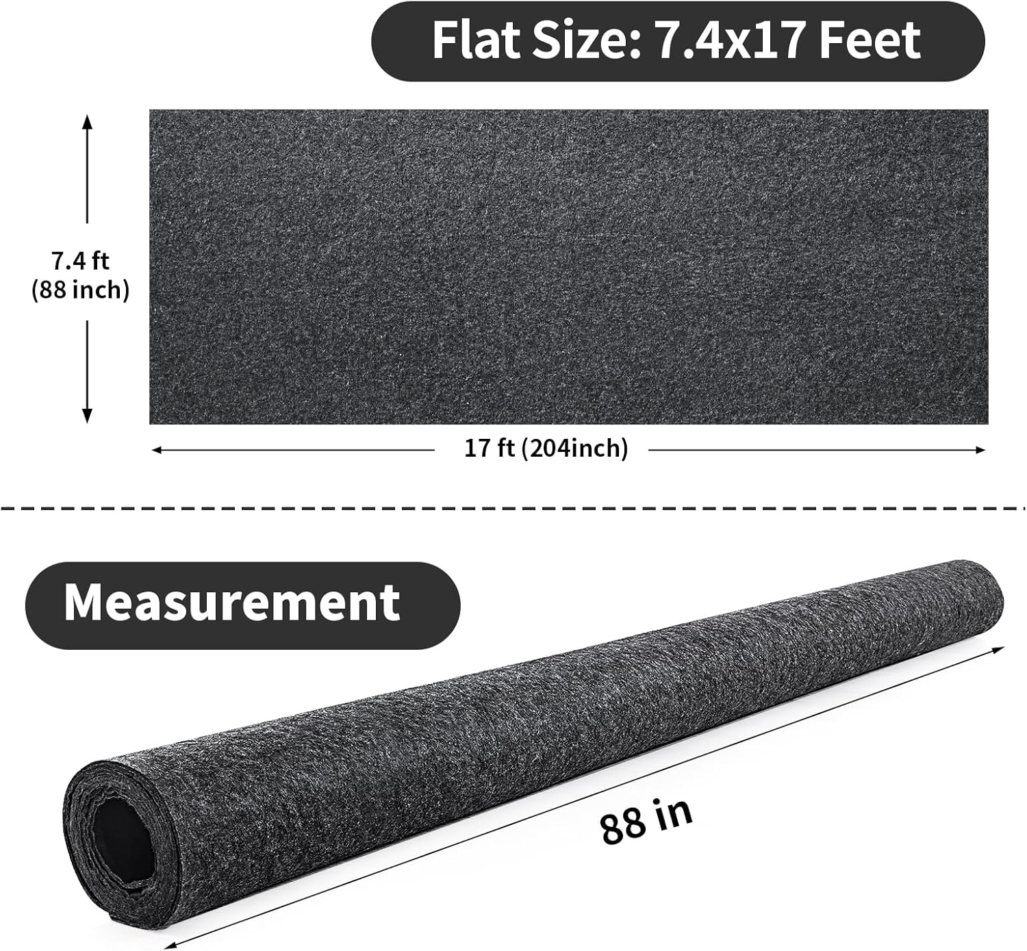 MABOZOO Garage Floor Mat 17x7.4 Ft, Extra Large Garage Carpet Rug, Reusable Absorbent Oil Spill Mat, Washable Parking Flooring Rug for Under Car, Protects from Spills, Drips and Stains
