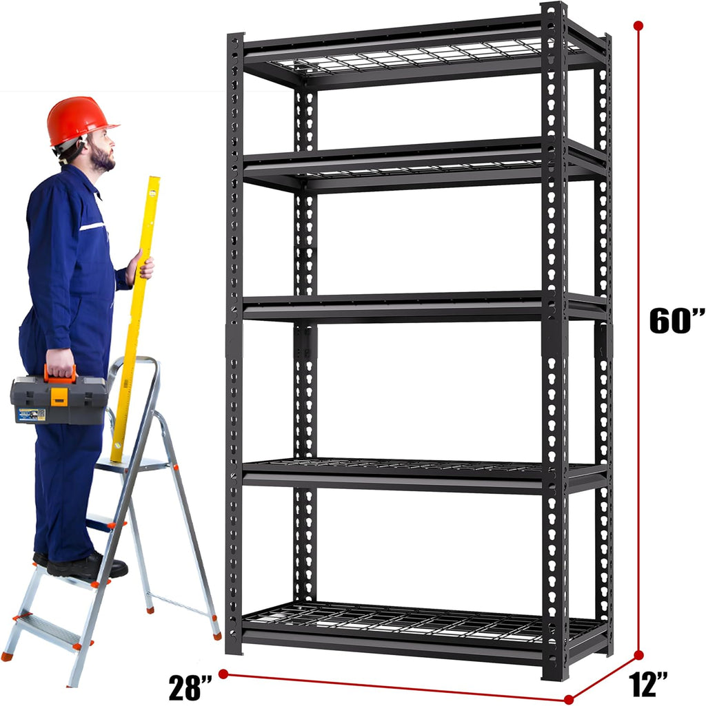 5 Tire Storage Shelving Heavy Duty Garage Shelves 2000LBS Load Bearing, Full Metal Shelving Units, Durable Construction, Adjustable Shelves, Easy Assembly, 28''W x 12''D x 60''H (60*28*12)