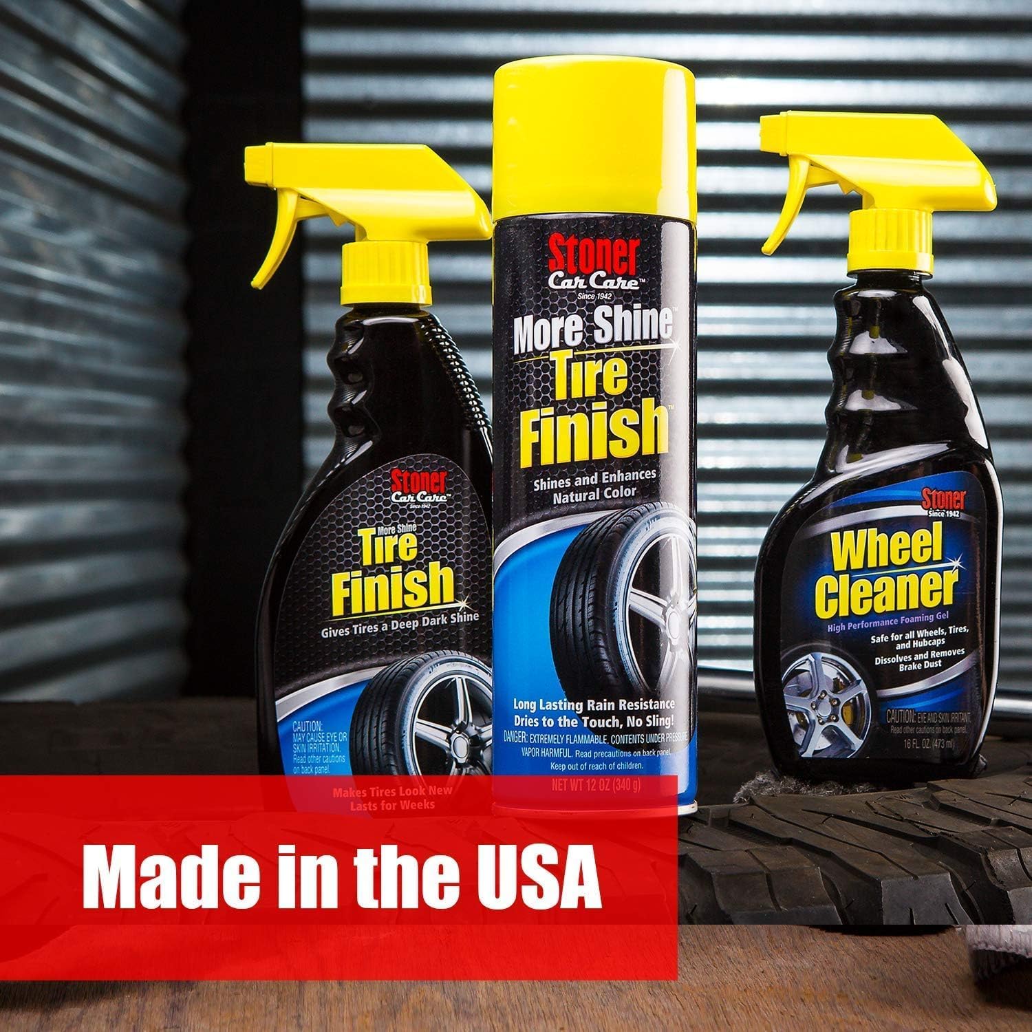 Stoner Car Care 91044-2PK Original More Shine Tire Finish for Tire and Wheel Care Creates a Long-Lasting, Rain-Resistant Tire Shine, Makes Faded Tires Look New, Non-Greasy Formula, 12 Oz, Pack of 2