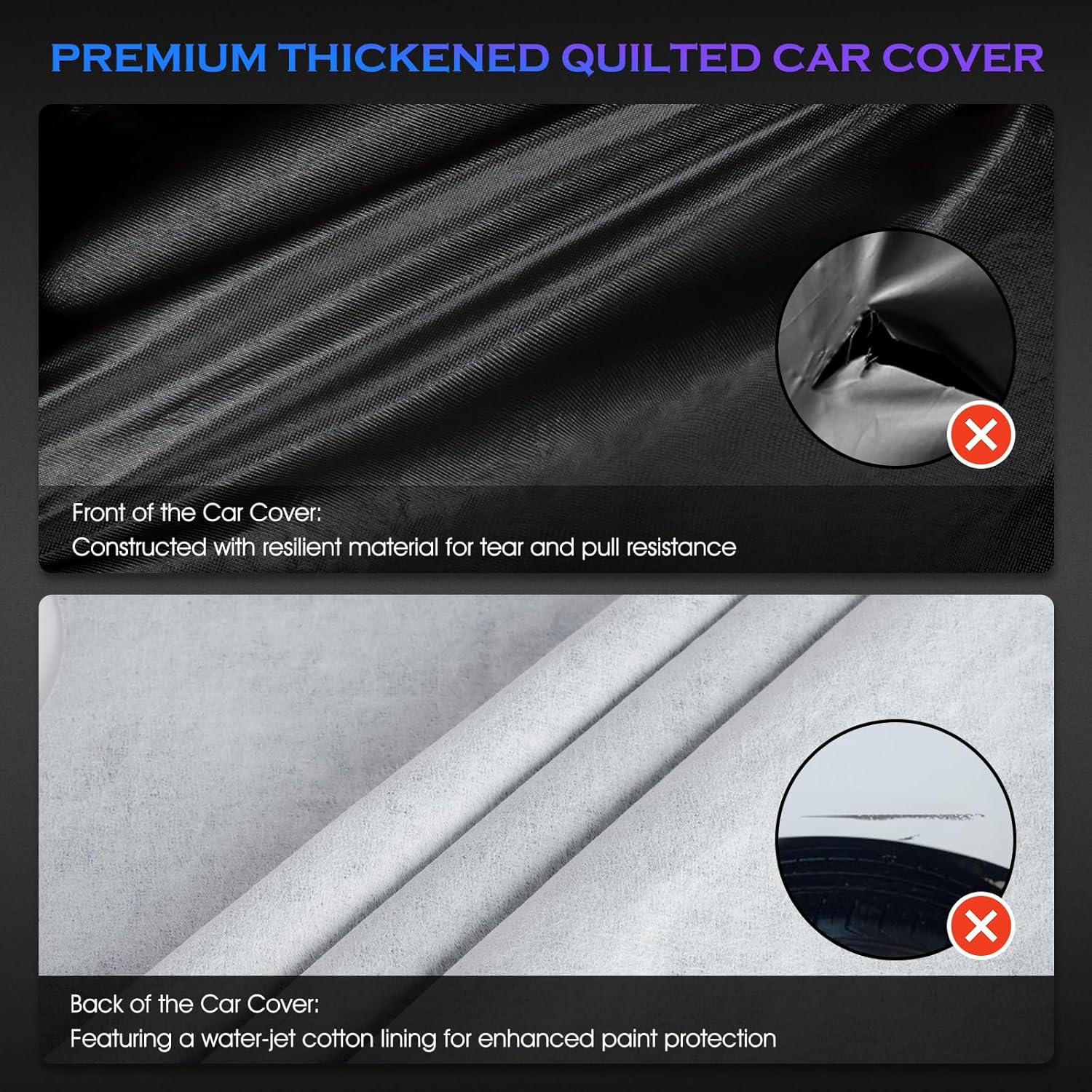 Car Cover Custom Fit for Toyota Tundra 2007-2024,6 Layers Truck Cover Waterproof All Weather for Automobiles,Outdoor Full Exterior Cover Black,Up to 233.6 inch, 5.5 Bed Length
