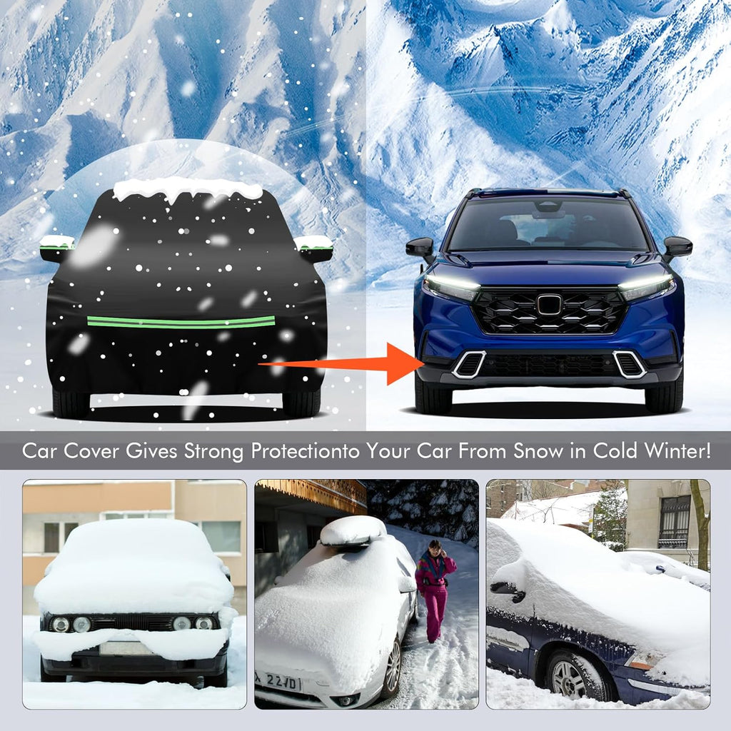 Car Cover for Honda CRV 1997-2025, Toyota RAV4 1996-2025, 210D Outdoor Waterproof UV Protection, Rain Sun Snow Protector with Cotton Layer, Zipper Door, Reflective Strip, Storage Bag