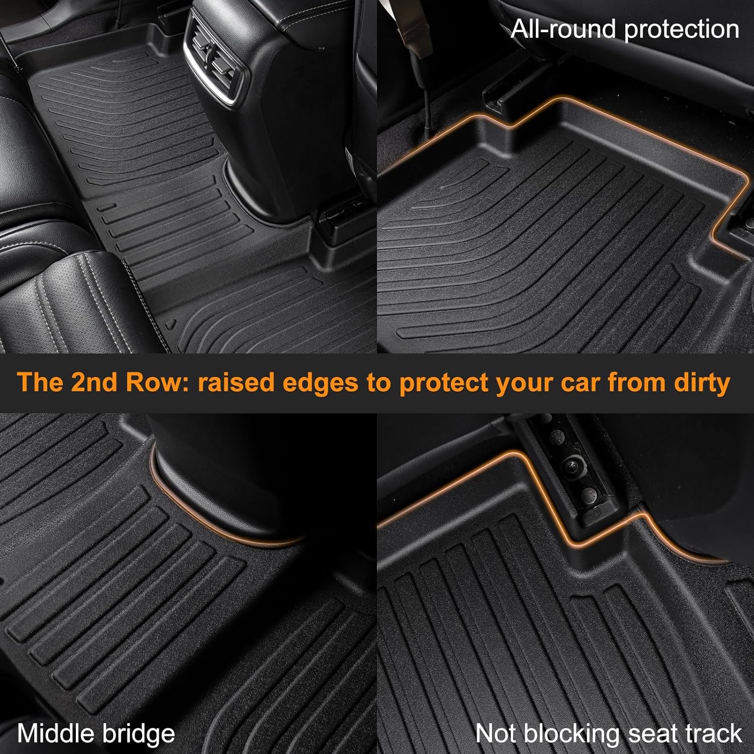Binmotor-Floor Mats & Cargo Liner Set for Buick Enclave 2018-2024, All Weather Car Floor Mat, TPE Rubber Liners Cargo Trunk Mat for Accessories