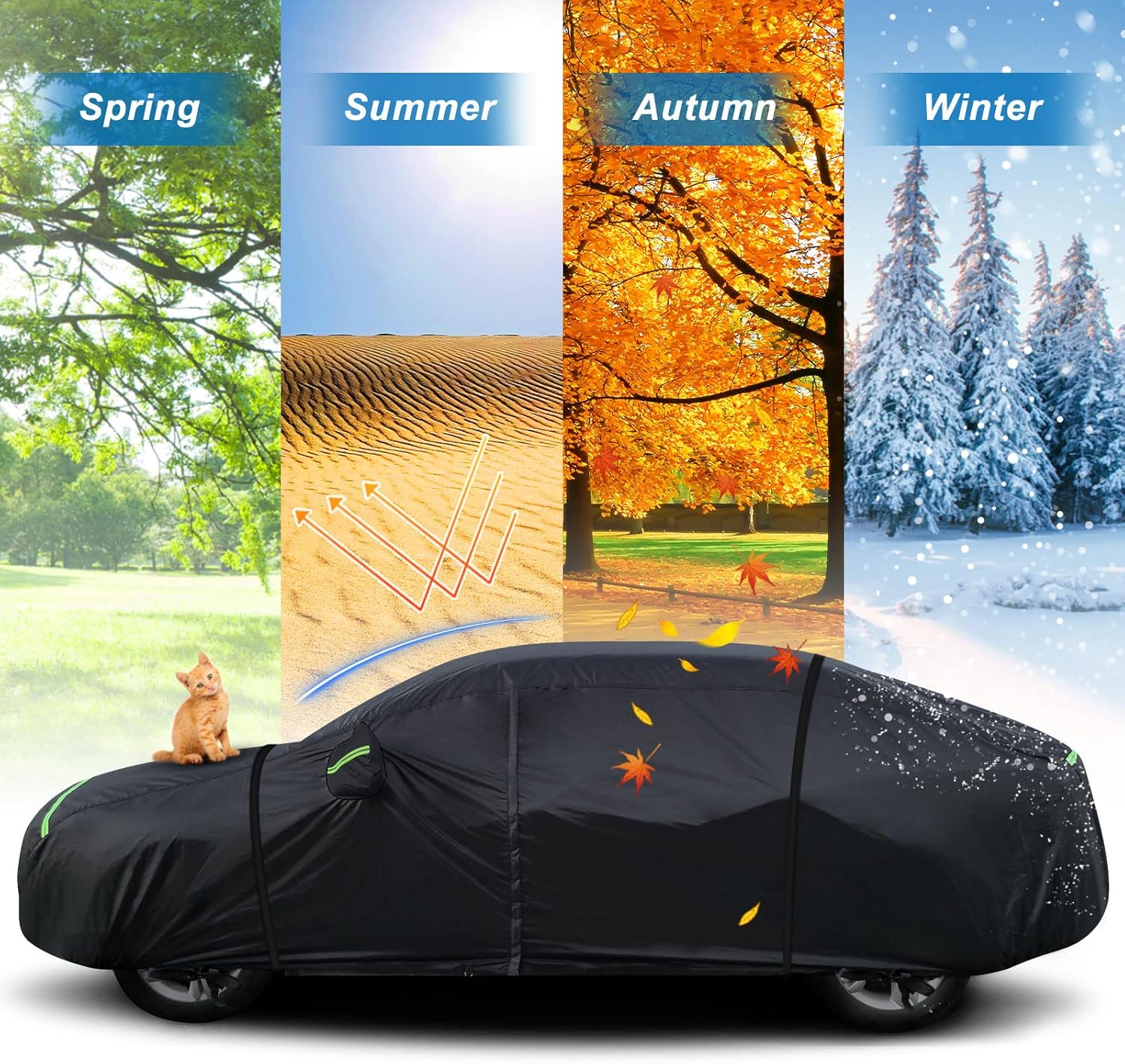 Outdoor Car Cover for Porsche Panamera 2014-2025 Waterproof All Weather Heavy Duty Windproof Protection Full Car Covers with Zipper and Storage Bag