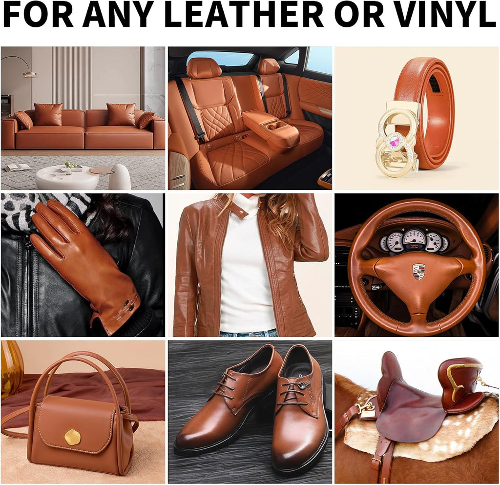 Leather Recoloring Balm,8.5oz Leather Color Restorer,Light Brown Leather Repair kit for Furniture and Car Interior,Leather Couch Scratch Repair,Leather Dye Paint for Faded,Cracked and Damaged Leather