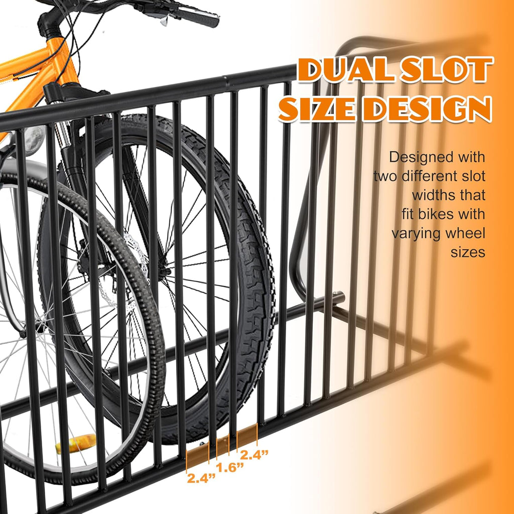 10-Bike Floor Bike Rack, 60” Dual-Sided Freestanding Steel Bike Stand for Garage, Schools & Events, Heavy-Duty Powder-Coated Storage Organizer, Easy Assembly