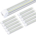 LED Shop Lights - 4FT 50W LED Light Fixture, 4 Foot High Output 7750Lumen, 6000K, Clear Cover, V-Shape Linkable, Plug and Play, T8 LED Tube Light for Garage, Workshop (10 Pack)