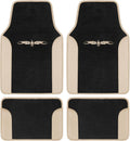 BDK carXS Fresh Two-Tone Carpet Floor Mats, Tribal Tattoo Design with Vinyl Trim for Car Sedan Truck SUV, Front & Rear Set of 4, Beige