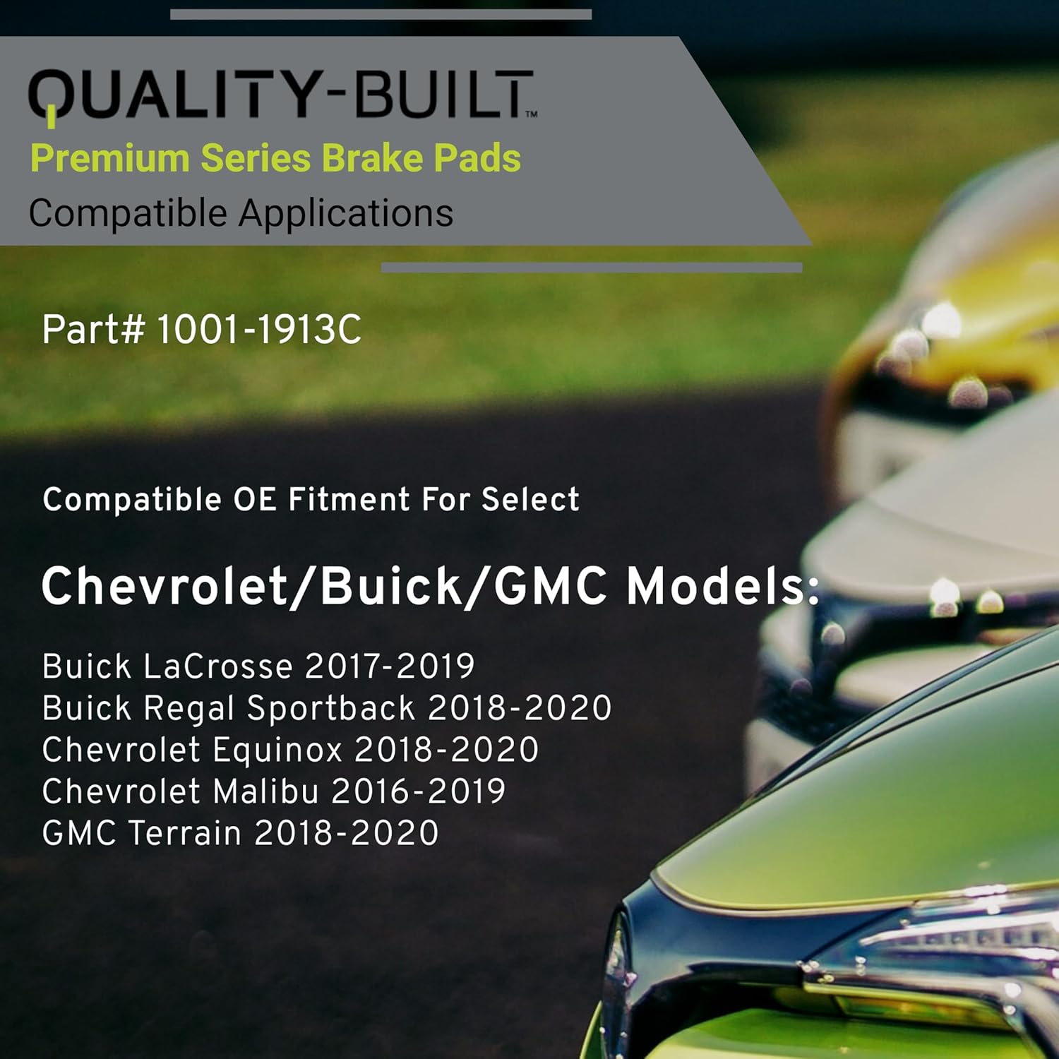 Premium Ceramic Front Brake Pads (1001-1913C) Compatible with Buick LaCrosse 2019-2017, Regal Sportback 2020-2018, Chevrolet Equinox 2020-2018, Malibu 2019-2016, GMC Terrain 2020-2018