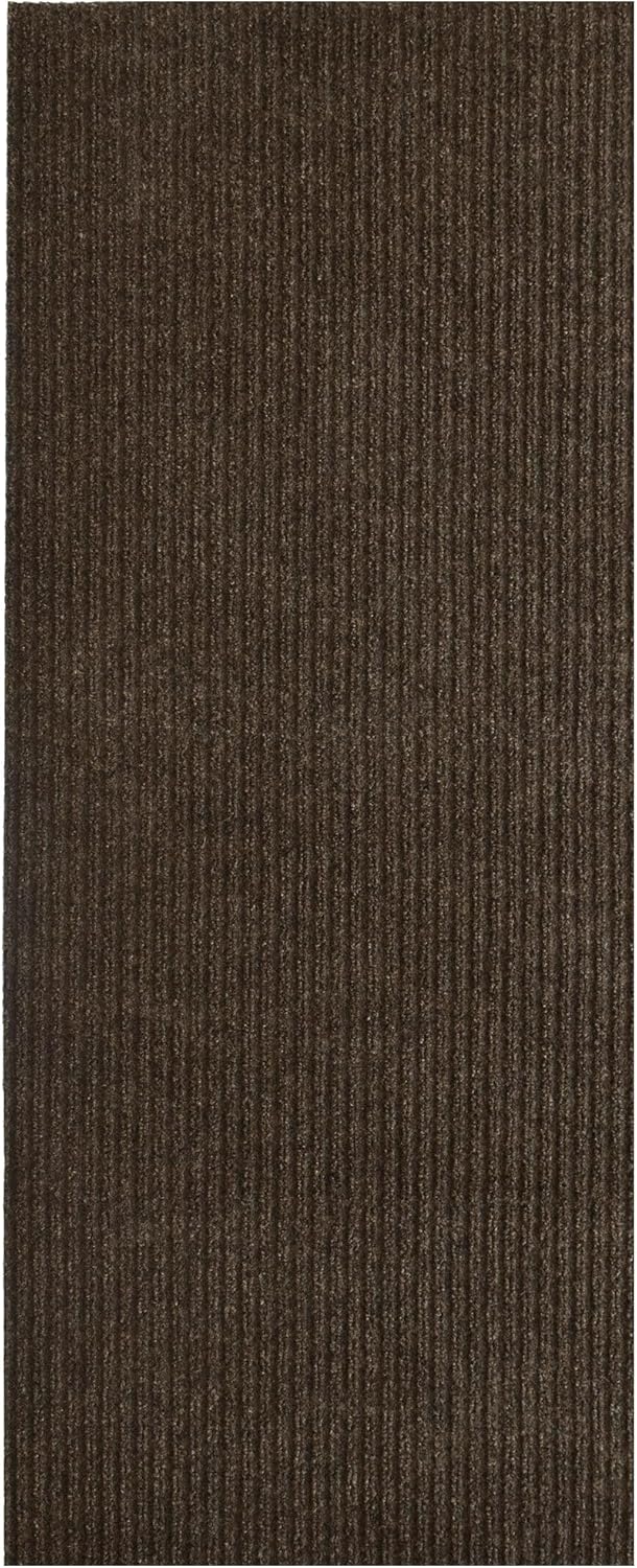 iCustomRug Spartan Weather Warrior Indoor/Outdoor Utility Ribbed Carpet Runner with Non-Slip Thermoplastic Rubber Backing, 6ft X 38ft in Brown
