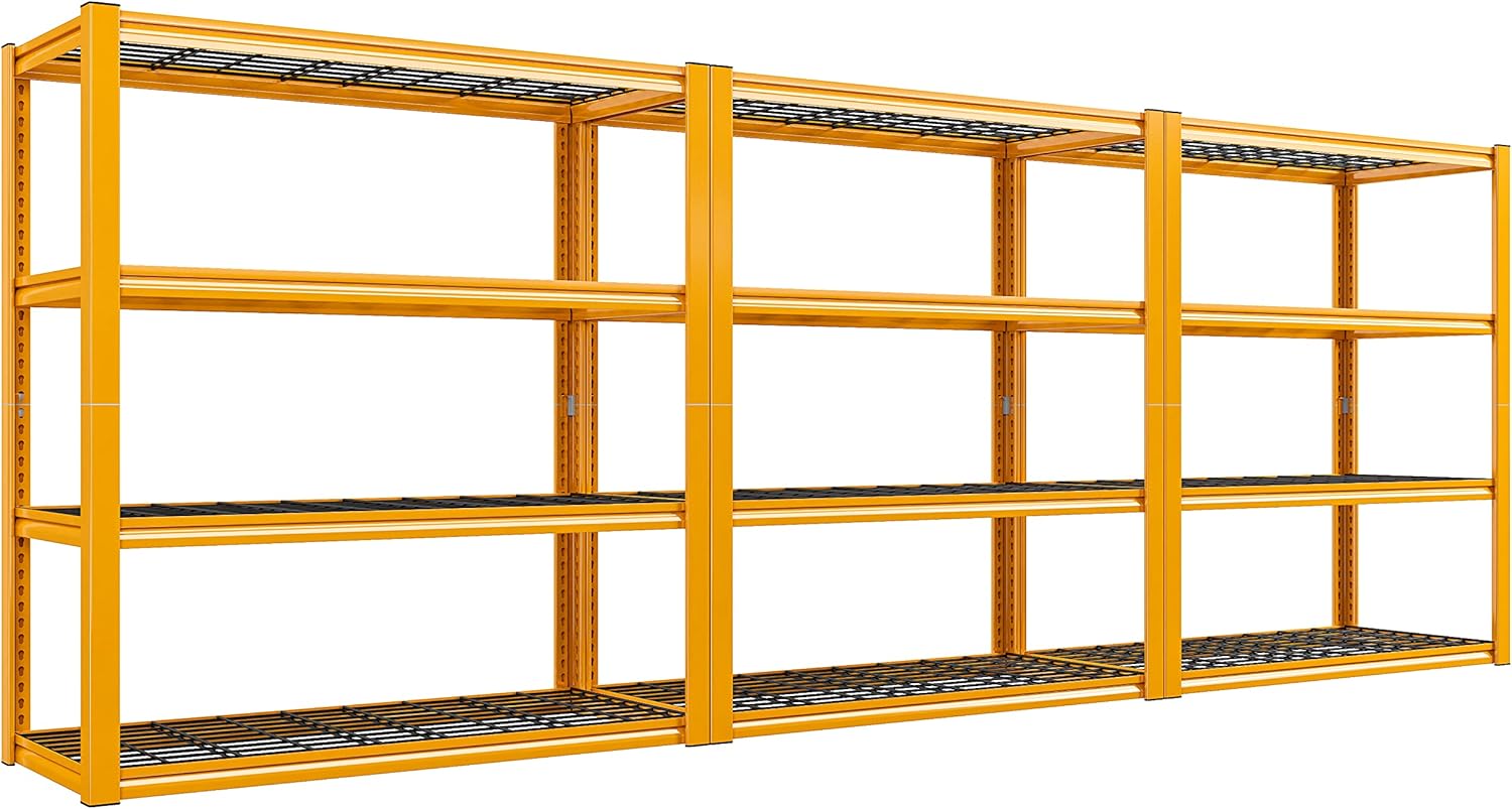 REIBII 40" W Garage Shelving Heavy Duty Metal Shelving 2200LBS Storage Shelves 4 Tier Garage Shelves Adjustable Metal Shelf for Warehouse Basement Pantry Kitchen, 3 Pack